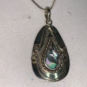 Teardrop abalone and German Silver necklace